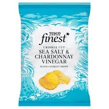 Tesco Finest Sea Salt & Chardonnay Vinegar Crinkle Cut Crisps 150G