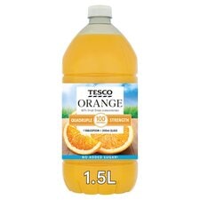 Tesco Quad Strength Orange Squash No Added Sugar 1.5L