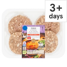 Tesco 4 Cheese & Jalapeno Turkey Burgers 454G