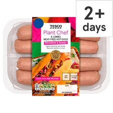 Tesco Plant Chef 4 Jumbo Meat-Free Hot Dogs 320g