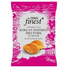 Tesco Finest Crinkle Cut Korean Inspired BBQ Pork Flavour Hand Cooked Crisps 150g