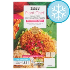 TESCO PLANT CHEF 2 MEAT FREE SOUTHERN FRIED FILLETS 230G