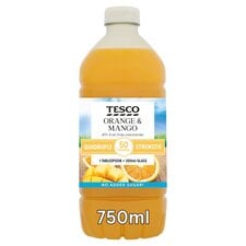 Tesco Quadruple Strength Orange & Mango Squash No Added Sugar 750Ml