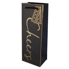 Tesco Black And Gold Cheers Bottle Bag