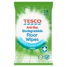 Tesco Antibacterial Biodegradable Floor Wipes Apple 25'S