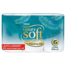 Tesco Luxury Soft Coconut Oil Toilet Tissue 6 Long Rolls