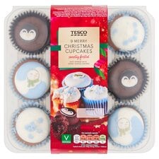 Tesco 9 Christmas Cupcakes