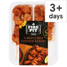 Tesco Fire Pit 4 Maple Bbq Chicken Kebabs 260G