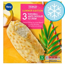 Tesco Popcorn & White Chocolate Ice Cream Sticks 3x90ml