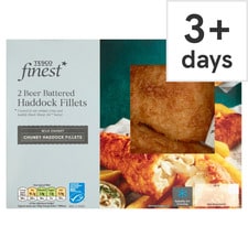 Tesco Finest 2 Beer Battered Haddock Fillets 365G