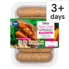 Tesco Plant Chef 6 Cumberland Style Meat-Free Bangers 300g