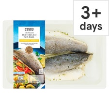 Tesco 2 Lemon Parsley Butterflied Sea Bass Fillets 255G