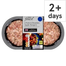 TESCO FINEST 2 PORK AND BRAMLEY APPLE BURGERS 300G