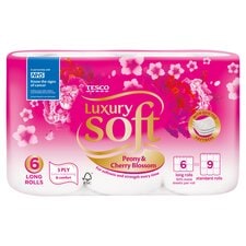 Tesco Luxury Soft Peony & Cherry Blossom 6 Long Rolls