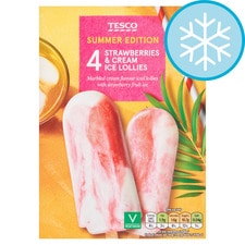 Tesco Strawberries and Cream Ice Lollies 284g (4x70ml)
