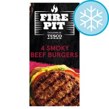 Tesco Fire Pit 4 Smoky Beef Burgers 454G