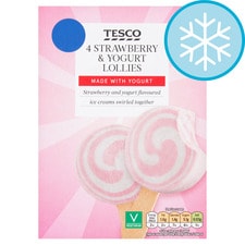 Tesco Strawberry & Yogurt Swirled Lollies 4X50ml