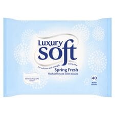 Tesco Luxury Soft 40 Flushable Moist Toilet Tissues Spring Fresh 