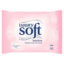 Tesco Luxury Soft 40 Flushable Moist Toilet Tissues Sensitive