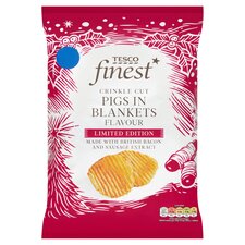 Tesco Finest Crinkle Cut Pigs In Blankets Flavour Crisps 150G