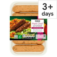 Tesco Plant Chef 6 Leek & Mushroom Meat Free Bangers 300G