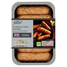 Tesco Finest 6 Chicken & Herb Sausages 340G