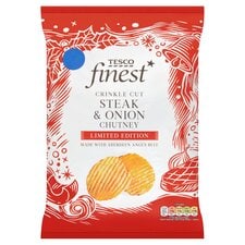 Tesco Finest Crinkle Cut Steak & Onion Chutney Crisps 150G