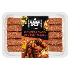 Tesco Fire Pit 10 Sweet & Smoky Beef Kebabs 400G