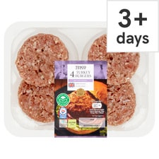 Tesco 4 British Turkey Burgers 454G