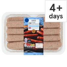 Tesco 18 Pork Sausages 1.022Kg