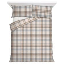 F&F Home Bedding Brushed Natural Check Duvet Set Double