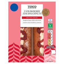 Tesco 2 Cream & Strawberry Jam Doughnuts