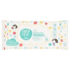 Fred & Flo 60 Head-to-Toe Extra Large fragrance free wipes