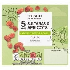 Tesco Sultana & Apricot 5 Bags 100G