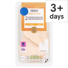 Tesco 2 Cooked Skinless Chicken Breast 220G