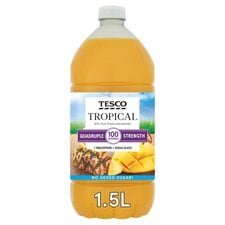 Tesco Quadruple Strength Tropical Squash No Added Sugar 1.5L