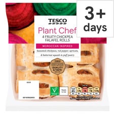  Tesco Plant Chef 4 Fruity Chickpea Falafel Rolls 120g