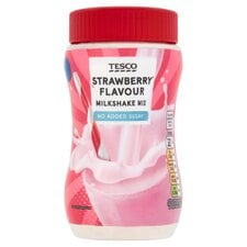 Tesco No Added Sugar Strawberry Flavoured Milkshake Mix 300G