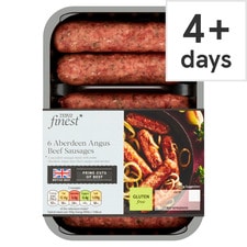 Tesco Finest 6 Aberdeen Angus Beef Sausages 340G