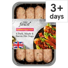 Tesco Finest 4 Pork Maple & Bacon Hot Dogs 400G