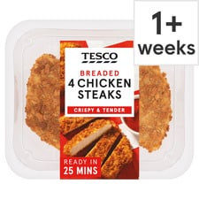 Tesco 4 Breaded Chicken Steaks 505g