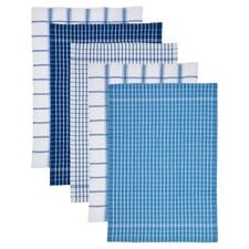 Tesco Recycled Cotton Terry Tea Towel 5 Pack Blue