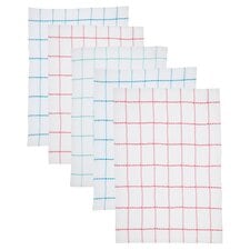 Tesco Linear Check Tea Towels 5 Pack Brights