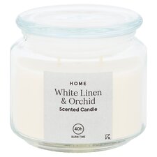 Tesco Scented Candle White Linen & Orchid 285G