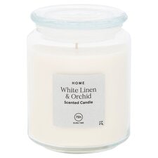 Tesco Scented Candle White Linen & Orchid 490G