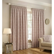 Paoletti Olivia Pencil Pleat Curtains - Blush Red - 66in x 72in