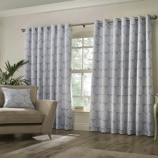 Paoletti Horto Eyelet Curtains - Blue - 66in x 54in