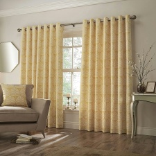 Paoletti Horto Eyelet Curtains - Ochre Yellow - 66in x 54in