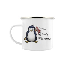 Psycho Penguin Cute Cuddly & Psychotic Enamelled Mug - White - One Size