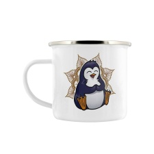 Psycho Penguin Namaste Away From Me Enamelled Mug - White - One Size